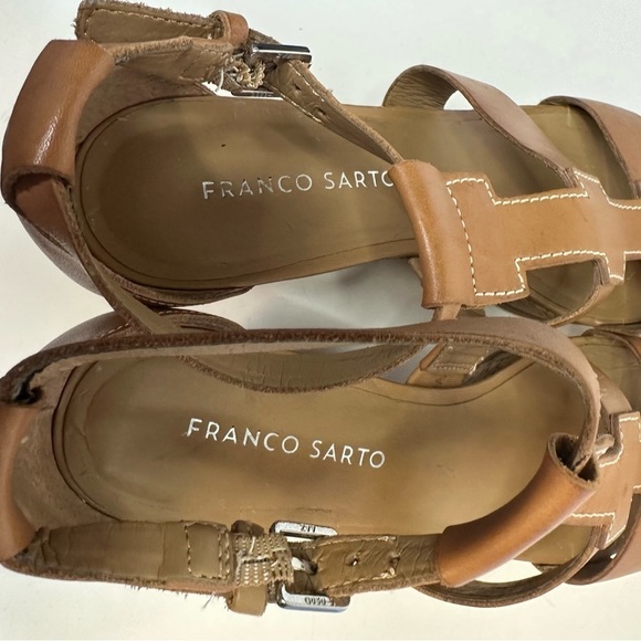 Franco Sarto Women's Wedge Sandals Falco Size 8.5 Cork Platfrom Gladiator Cognac - Picture 11 of 14